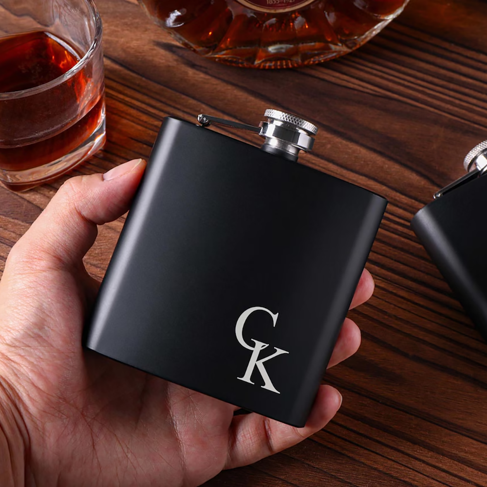 Men'S Grooming For Engagement - Personalized Name Hip Flask Set Birthday