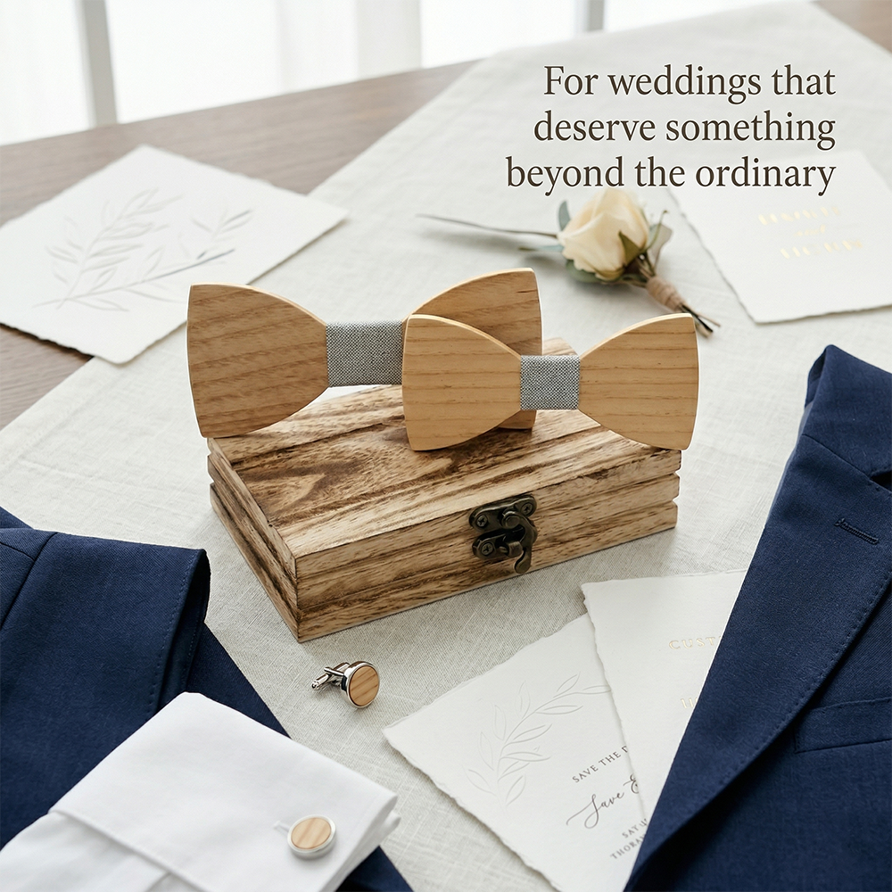 Mens Wooden Bowtie Set Minimal - Mens Grooming Box ulasan dan harga