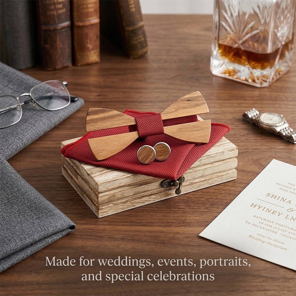 Mens Wooden Bowtie Set Minimal - Mens Grooming Box ulasan dan harga