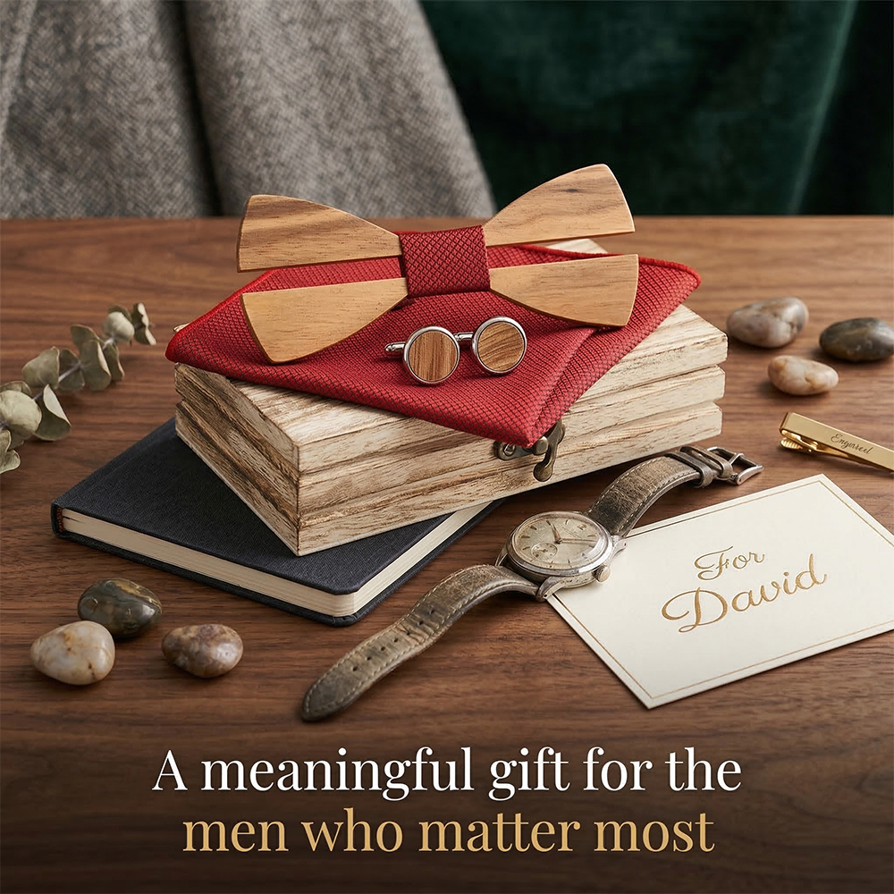Mens Wooden Bowtie Set Minimal - Mens Grooming Box ulasan dan harga