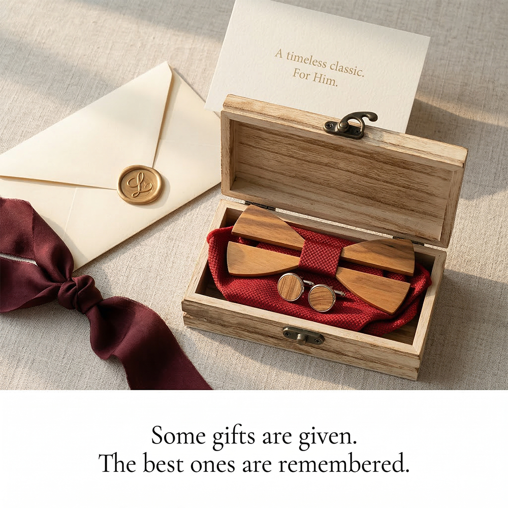 Mens Wooden Bowtie Set Minimal - Mens Grooming Box ulasan dan harga