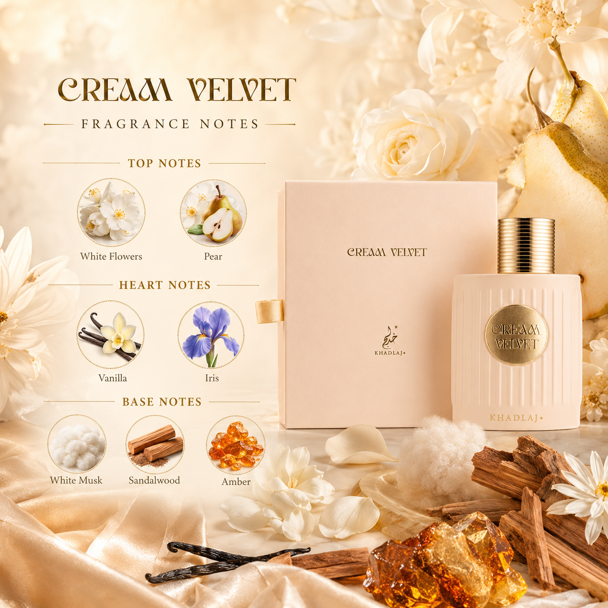 Khadlaj Cream Velvet Eau de Pa - Cologne Spray Bottle ulasan dan harga