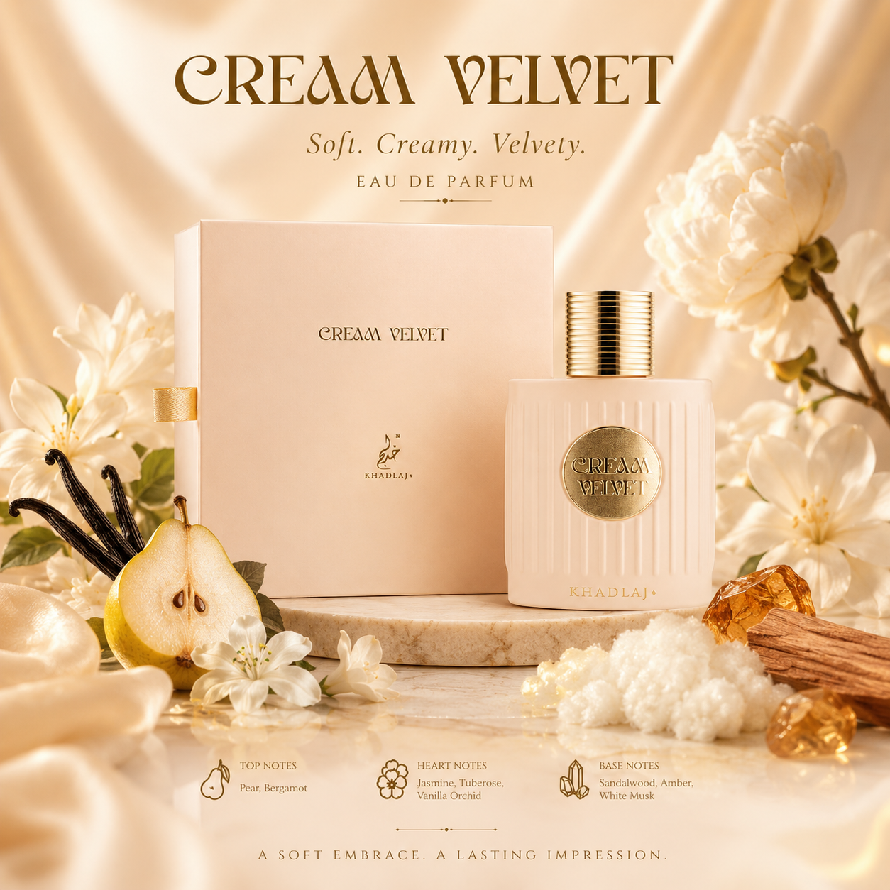 Khadlaj Cream Velvet Eau de Pa - Cologne Spray Bottle ulasan dan harga