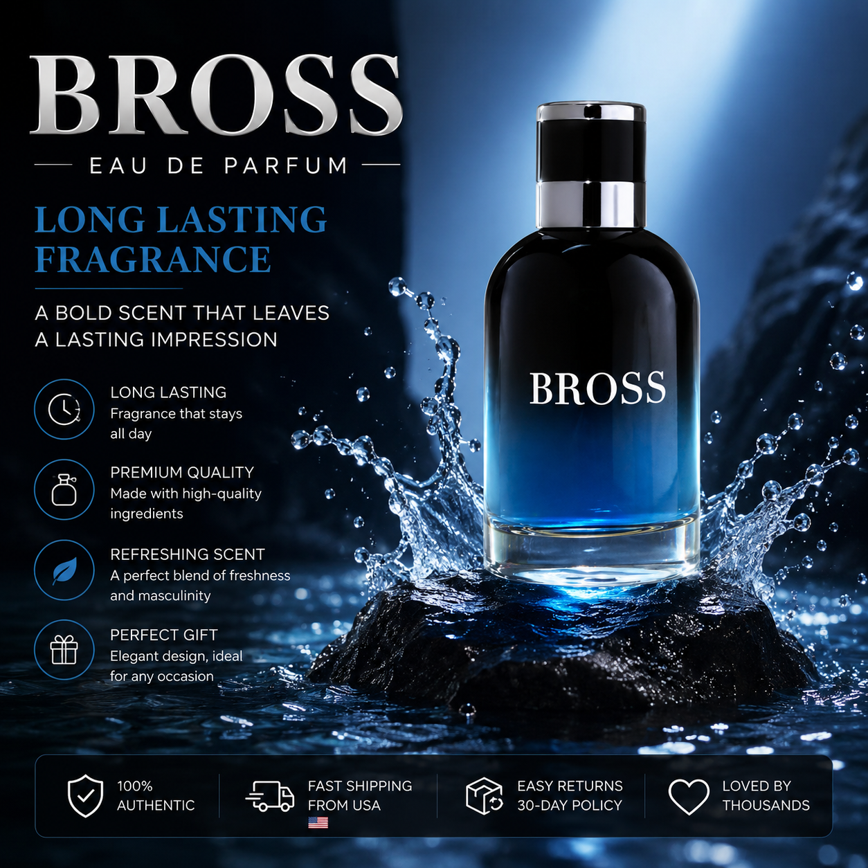 BROSS Men's Cologne Eau De Par - Cologne Spray Bottle ulasan dan harga